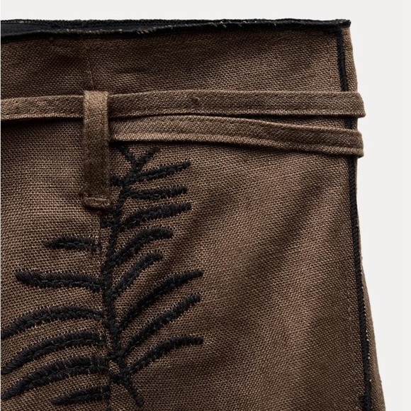 NWT ZARA EMBROIDERED WIDE LEG PANTS ZW COLLECTION - Picture 8 of 16